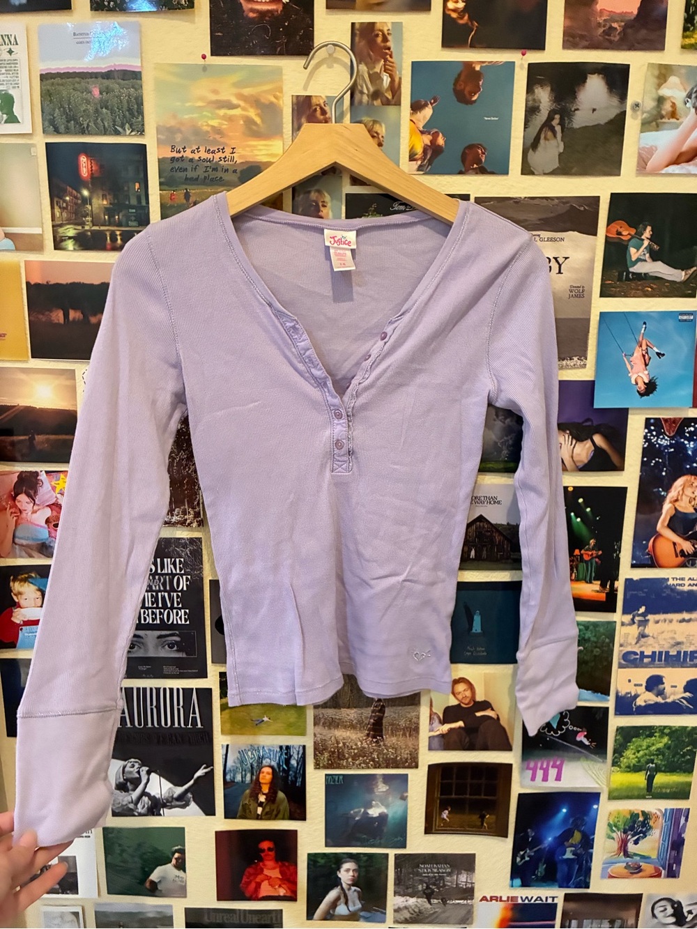 Justice Lavender Ribbed Long-Sleeve Henley Top